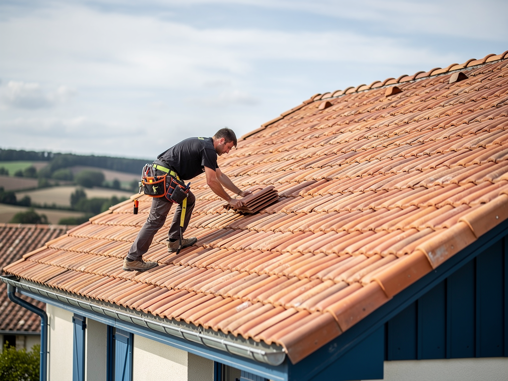 vichy couvertures image 1 Vichy couvertures - artisan couvreur rénovant une toiture traditionnelle